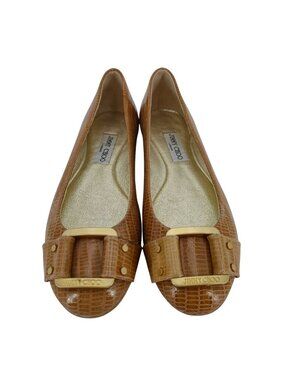 Jimmy Choo Womens US 9 / 39EU Lizard Print Leather Ballet Flats Loafers Shoes